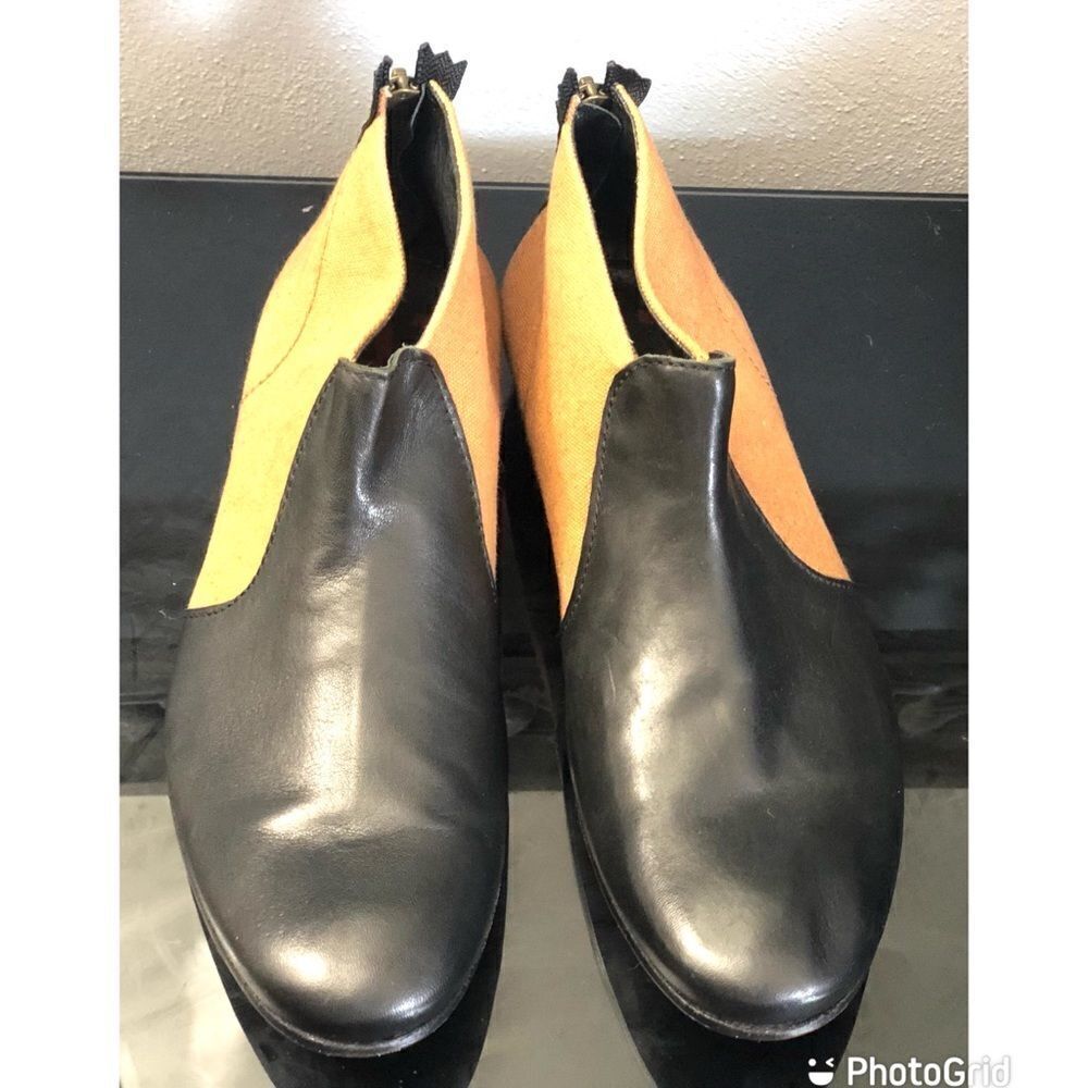 New Acote Booties Shoes Black Tan WMS Leather 38/8